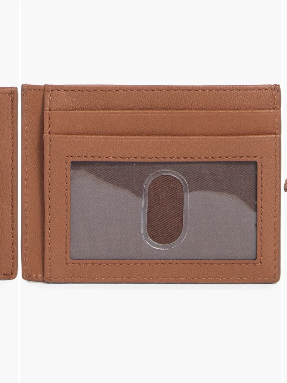 Cole Haan Men's Veronique Tan Leather Card Case with Navy Accent